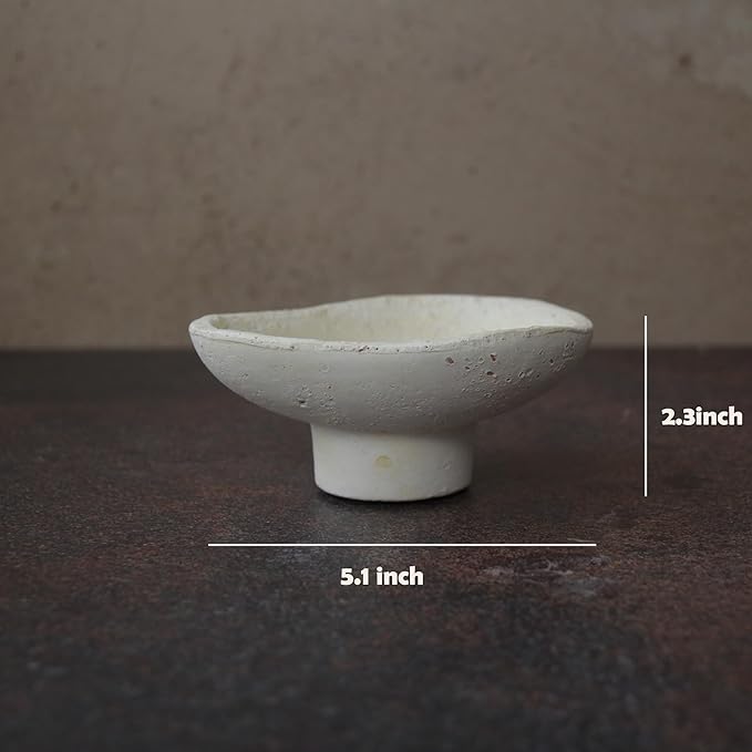 Handmade Rustic Terracotta Incense Holder, Wabi‑sabi Ceramic Palo Santo& Sage Sticks Bowl, Minimalist & Retro Blow, A Spiritual Decor for Yoga&Meditation (Off-White)