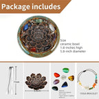 Incense Stick Holder - Blue Ceramic Incense Burner， Crystal Lotus Incense Holder, Incense Burner for Cone, Coil, Sage Cones, Frankincense, and Palo Santo