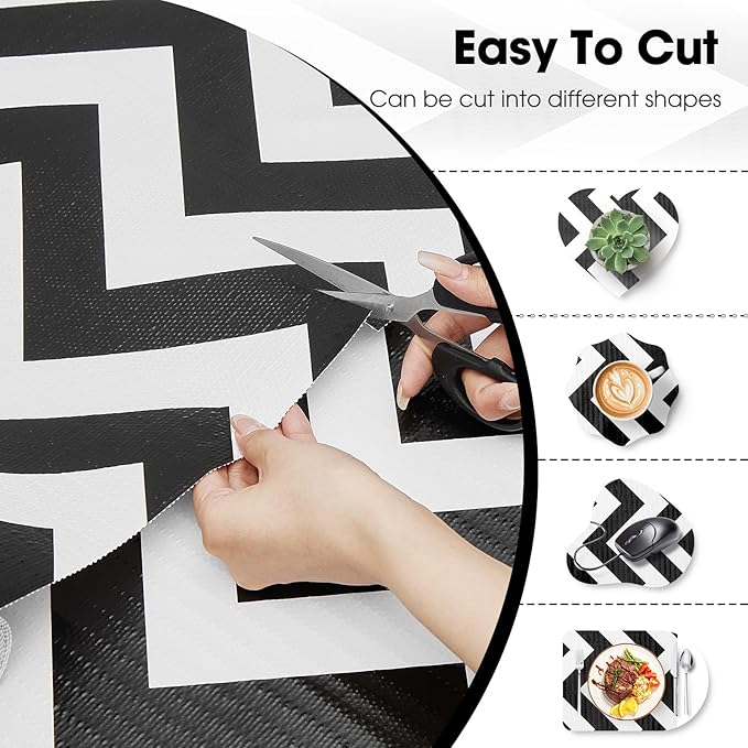 Drawer and Shelf Liner, Non-Slip Kitchen Cabinet Liners Non-Adhesive Thick Strong Grip Waterproof Washable Mats Protect Dresser Shelves Cupboard Bathroom Cabinets, Chevron, 12 in X 20 FT