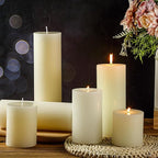 Shihanee 24 Pcs Pillar Candles 3 in x 3,4,5,6,8,10 Dripless Unscented Smokeless Candle Long Burning Decorative Rustic Candles with Cotton Wick for Wedding Home Fireplace (Ivory White)
