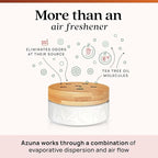 Azuna Air Freshener & Odor Eliminator for Strong Odor | 1 Room Kit Includes (1) Empty Luxe Glass Jar & 8oz Refill with Tea Tree Essential Oil Gel | Sandalwood | Last 60-90 Days