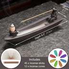 ChangWanna Frog Incense Holder Waterfall - Ceramic Cone Backflow Incense Burner Smoke Fountain, Back Flowing Incense Diffuser with 45 Sticks & 12 Cones, Frog Ornament for Aromatherapy/Yoga/Home Decor