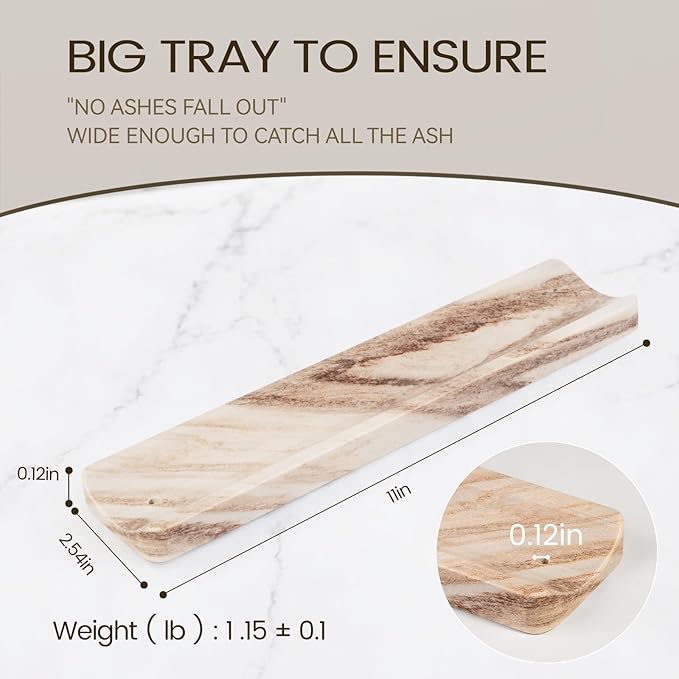 Koville Marble Incense Holder, Incense Holder for Sticks, Incense Sticks Holder Ash Catcher for Meditation Yoga SPA, Natural Stone Incense Burner, Home Table Decor