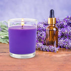 Set of 4 Purple Votive Candles, Clear Glass Filled Soy Wax Lavender Scented Candles for Home Spa Stress Relax and DIY