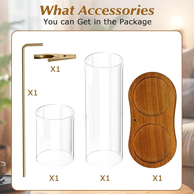 2 in 1 Incense Holder for Sticks, Dual-Purpose Incense Holder with Glass Ash Catcher, Anti-Ash Flying Burner and Organizer, Meditation Yoga Spa Home Decor for Sticks Cones(Wood, Dark Brown)