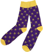 boxed-gifts Men's Mardi Gras Socks Fleur de Lis Patterned Premium Cotton Dress Casual Crew Socks for Men