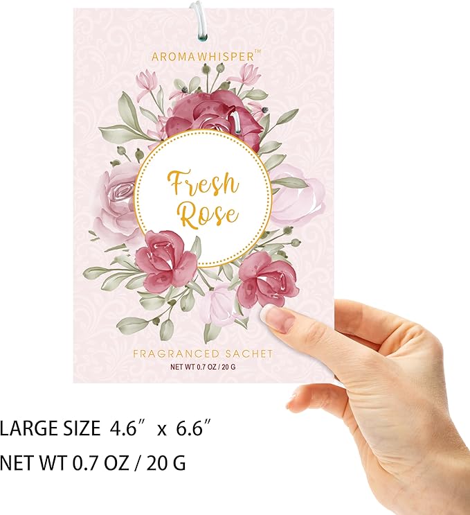 Fresh Rose Large Scented Sachets - 8 Pack, Long-Lasting Home Fragrance Sachet Bags, Extra Large Fresh-Scented Packets, Sachets for Drawer and Closet