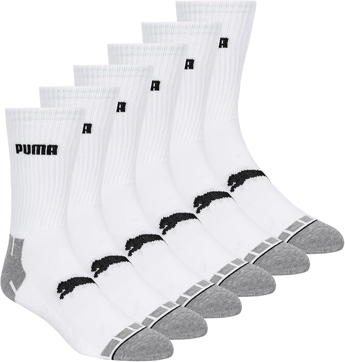 PUMA mens 6 Pack Crew Socks