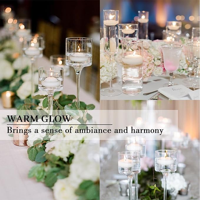 50 Pack of 2-Inch White Floating Candles - Ideal for Weddings, Home Décor, Spa Baths, and Romantic Settings.