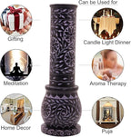 Marble Soapstone Black Incense Stick Holder | Candle Burner | Tea Light Holder - Round Incense Holder Decorative Home and Office Decor - (3 x 3 x 10 Inches)