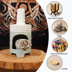 Handmade Ceramic Palo Santo Holder Burner - Mini Chiminea Incense Dish for Palo Santo Sticks & Sage -Cone Burner Elegant Design for Energy Cleansing, Yoga, Meditation & Aromatherapy Idea