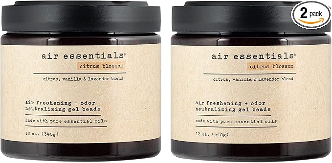 Air Essentials Air Freshener & Odor Neutralizer Gel Beads - 12 oz, Pack of 2 - Odor Eliminator - Made with Pure Essential Oils - Citrus Blossom Scent