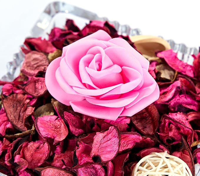 Potpourri Bowl Fillers - Rose Scented Vase Fillers Fragrance | Pink Home Decor | Fragrance for Bathroom Living Room Bedroom | Air Freshener, Gifts (Pink Rose)