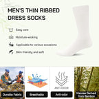 SERISIMPLE Men's Dress Socks - Bamboo Viscose Thin Ribbed Knit, Silky & Soft, Lightweight Business Crew Socks 5 Pairs