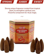 Backflow Incense Cones Dragons Blood - (40 Inscents-Hem Cones Waterfall) - Sweet Amber Mystical Dragon Blood Cones | Thick Cloudy Incense Fountain Waterfall.