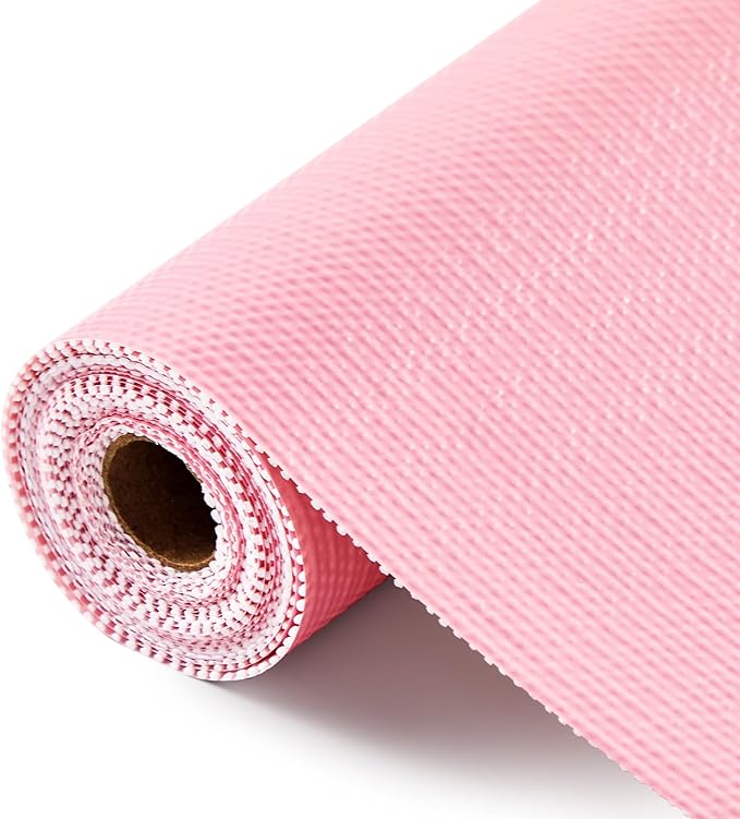Shelf and Drawer Liner, Kitchen Cabinet Liners Non-Adhesive Thick Non-Slip Waterproof Washable Fragrant Mats Protect Dresser Shelves Cupboard Bathroom Cabinets, Pink, 12 in X 10 FT