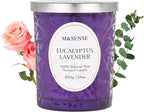 M&SENSE Eucalyptus Lavender Strong Scented Candle, Wooden Wick Candle with Lid, 100 Hours Slow Burning No Toxin Natural Soy Wax 18oz, Relax Aromatherapy Sleep Home Fragrance, Housewarming Gifts