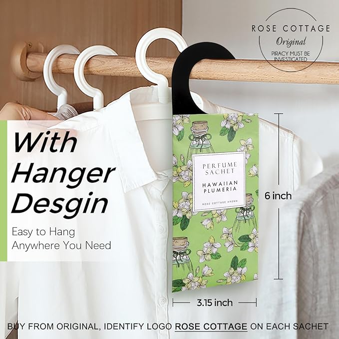 Large 12 Packs Hawaiian Plumeria Hanging Closet Air Freshener Scented Sachets Long Lasting Smell Goods