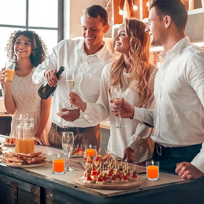 Orange Votive Candles, 9 Packs Unscented Small Fall Votives for Thanksgiving Day Wedding, Holiday Party, Home (8 Hour), 1.5" D x 1.25" H