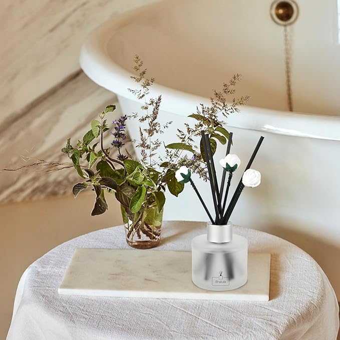 Brakula 2 Pack Reed Diffuser Set, White Jasmine Scented, Home Fragrance with 14 Sticks Bathroom Decor, Reed diffusers for Home 6.76 fl oz (White Jasmine)