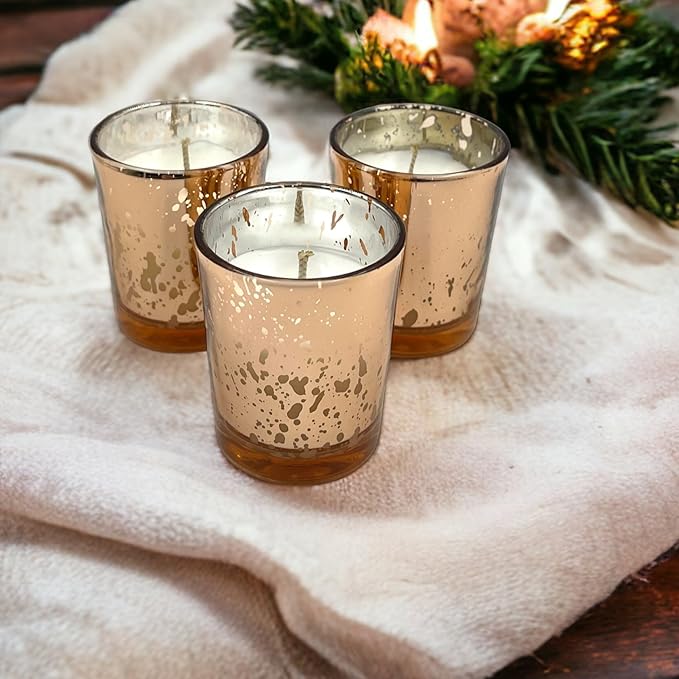 Mister Candle - Citronella Scented Rose Mercury Filled Glass Votive Candles Jars with Soy Wax, Perfect Home Decoration, Wedding Favors Hand Poured in USA (Set of 12) (Citronella)