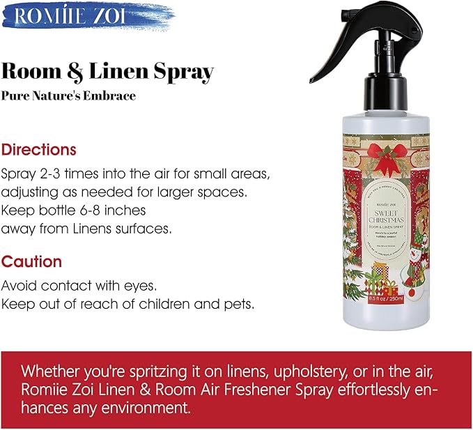 Christmas Linen & Room Air Freshener Spray Room Mist- Sweet Christmas - Infused with Sweet Pine Aroma- 250ml / 8.5 FL OZ.