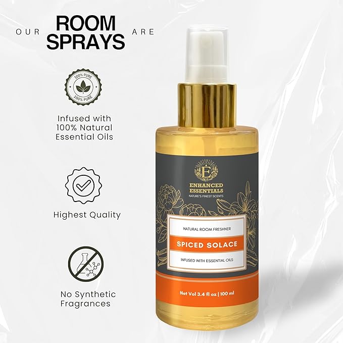 Spiced Solace Natural Perfume Surround Spray | Warm Spicy Scent inspired by Fall Season | No Parabens, No Synthetics | Essential Oil-Based |100ml