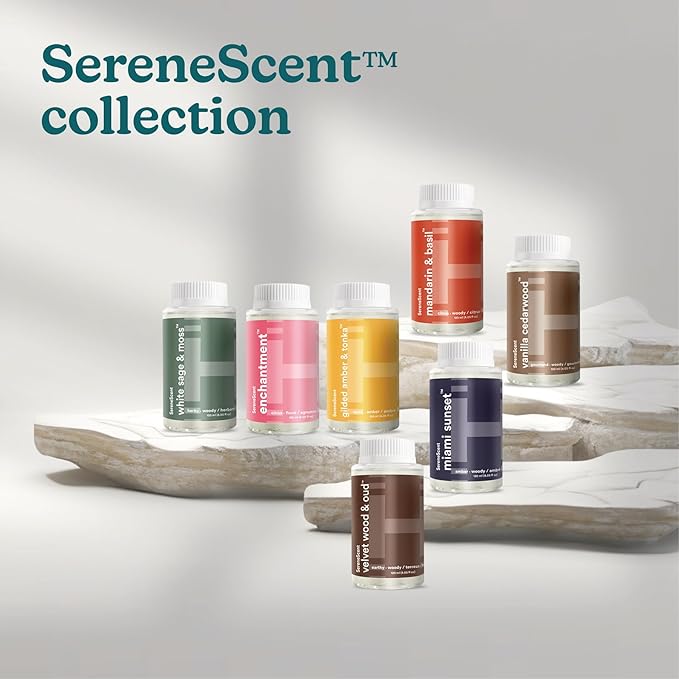 Homedics SereneScent Miami Sunset Home Fragrance Oil, 120 ml, for use with Homedics SereneScent Waterless Diffuser (ARMH-970/973), Clean & Natural