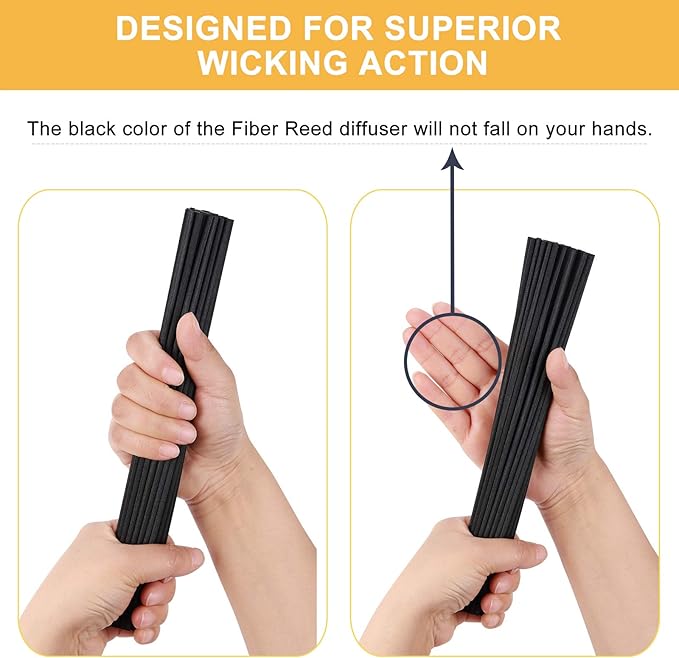 HOSSIAN Reed Diffuser Sticks - Reed diffusers-Reed Sticks -Diffuser Glass Bottles-Diffuser Refills- Natural Rattan Wood Replacement for Aroma Fragrance (10" Black)