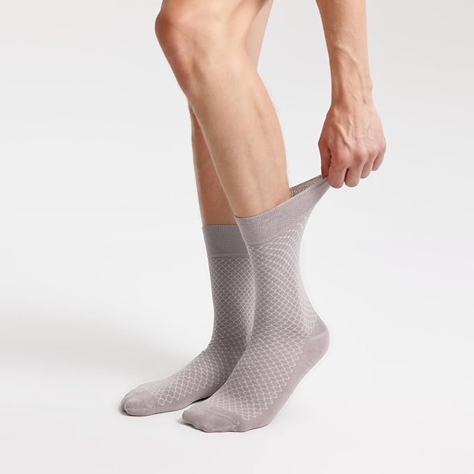 VRD Men’s Dress Socks, Bamboo 5-Pack Mens Socks, Mid Calf Length, Crew Socks Gift for Men Shoe Size 8-13