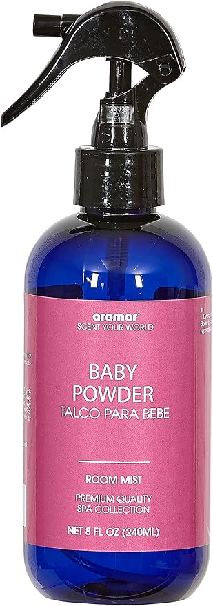 Aromar Essential Room Mist and Fabric Spray with Natural Freshener Aromatherapy for a Fresh and Rejuvenated Home 8 oz Baby Powder