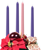 4 Pack Advent Taper Candles Premium Hand Dipped 10in Unscented Christmas Taper Candles - Ideal for Seasonal Celebrations, Holidays, Church, Celebration, Party