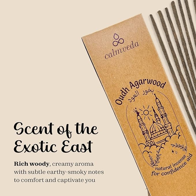 Mystic Oud Agarwood Incense Sticks - (40+Sticks, 9 inch) Thick Natural Resin Incense Made from Assam Oudh Chips, Clean Charcoal Free | Infuse Luxury with These Exotic Oud Incense (Burn Time 45+ mins)