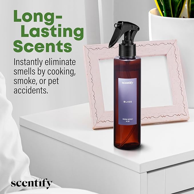 Scentify Bliss Odor Neutralizing Room Spray – Luxury Eucalyptus & Bergamot Fragrance, Instant Odor Eliminator for Home, Office & Car – 6oz