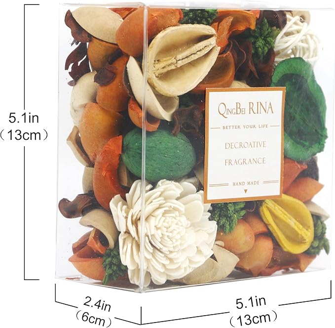 Qingbei Rina Fall Potpourri,Orange Scented Potpourri Bowl Filler, Thanksgiving Decorative Dried Flowers,Vase Filler,Home Fragrance Perfume,10 Oz,(Citrus)