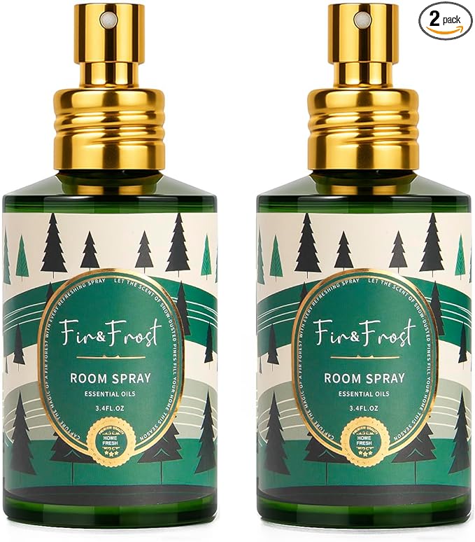 Fir & Forest Room Spray 2 Pack, 3.4oz/100ml Each – Long-Lasting Air Freshener & Odor Eliminator for Home, Linen, Bathroom, Bedroom & Office, Concentrated Room Spray