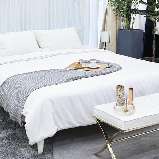 4 in 1 Incense Holder, Palo Santo Stick Holder,Sage Holder for Burning- 4.25" Sage Incense Holder for Meditation Room Home Decor (White Speckles)