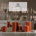 MOZEAL 4" x 10" Extra-Large Burnt Orange Pillar Candles (Set of 2), Unscented, Dripless, Smokeless, Long Clean-Burning, Tall 10 inch Large Burnt Orange Pillar Candles for Fall and Thanksgiving Decor