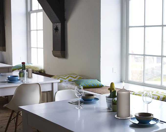 BOLSIUS 8 Grey Pillar Candles - 2.75 x 5 Inches - Premium European Quality - Individually Wrapped - 43 Hours Burn Time - Dripless & Smokeless - Unscented Dinner, Wedding & Restaurant Gray Candles