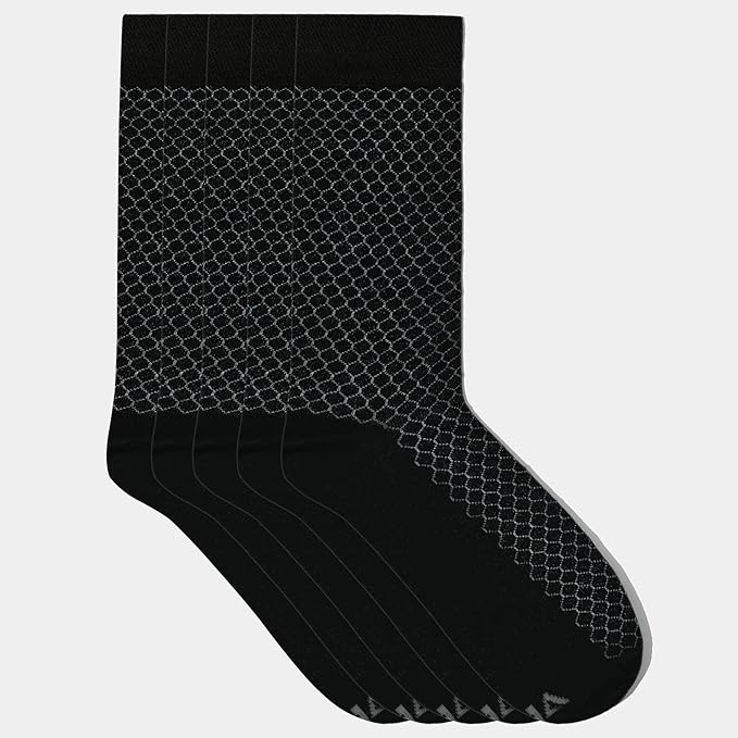 VRD Men’s Dress Socks, Bamboo 5-Pack Mens Socks, Mid Calf Length, Crew Socks Gift for Men Shoe Size 8-13