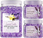 SMELLS BEGONE Odor Eliminator Gel Bead Value Pack - 72 oz - Air Freshener - Eliminates Odors in Bathrooms, Pet Areas, Boats, RVs & Cars - Made with Essential Oils - Lavender Vanilla Scent