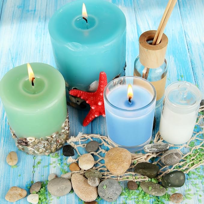 Set of 20 Babyblue Votive Candles Clear Glass Filled Unscented Soy Wax Candle for Home Spa Weddings Holiday Baby-Shower Party and DIY