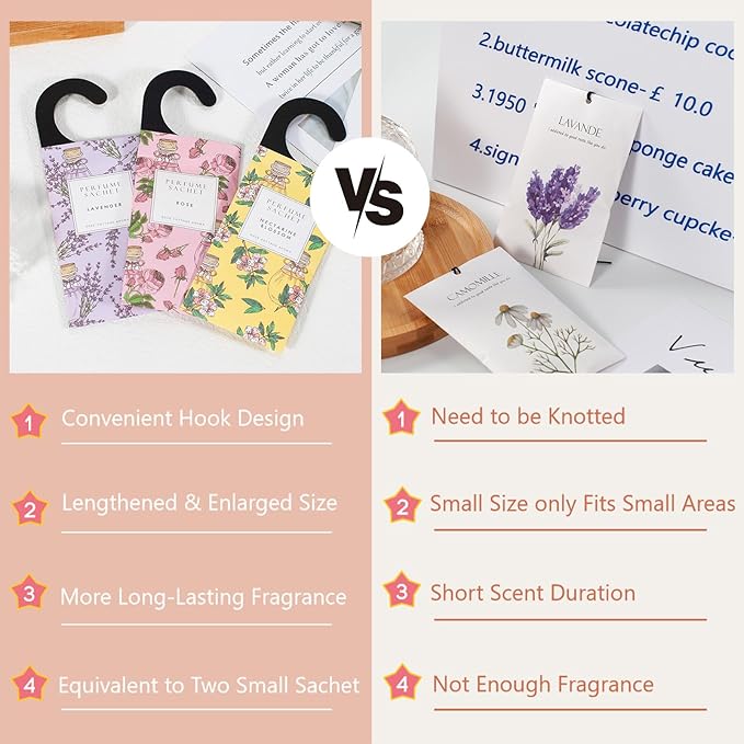 Large 12 Packs Lavender Hanging Closet Deodorizer Air Freshener Long Lasting Scented Sachets Smell Goods for House