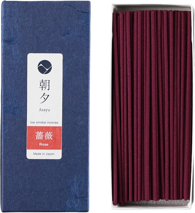 Asayu Japan Incense Sticks with Low Smoke for Morning or Evening Meditation, Relax or Yoga, Made in Japan 40gr - Rose
