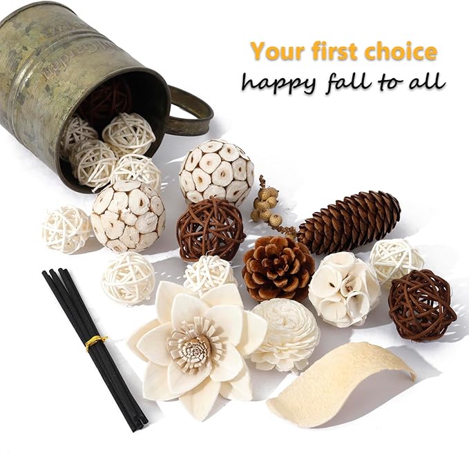 2 Boxes of White Potpourri Bowl Filler Decorative Scented Mixed Dried Flower Vase Filler for Home Decoration (White)