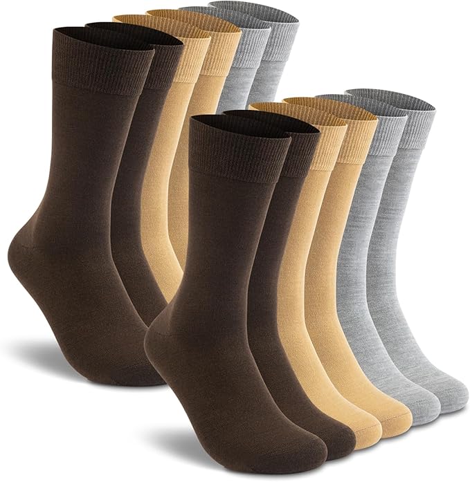 LIXIA Men's Thin Merino Wool Socks, Cozy Winter Warm Breathable Mid-calf Casual Dress Liners 3/6 Pairs Pack