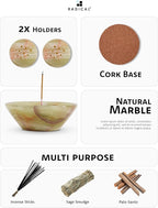 Radicaln Marble Incense Holder 5.5" Inches Green Handmade Palo Santo Stick for Home Décor, Modern Incense Holder for Sticks, Citronella incenses Stick for Room & Office Aromatherapy