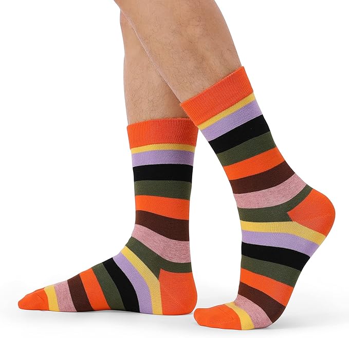 DRASEX Men's Dress Socks Funky Colorful Pattern Cotton Novelty Casual Crew Socks