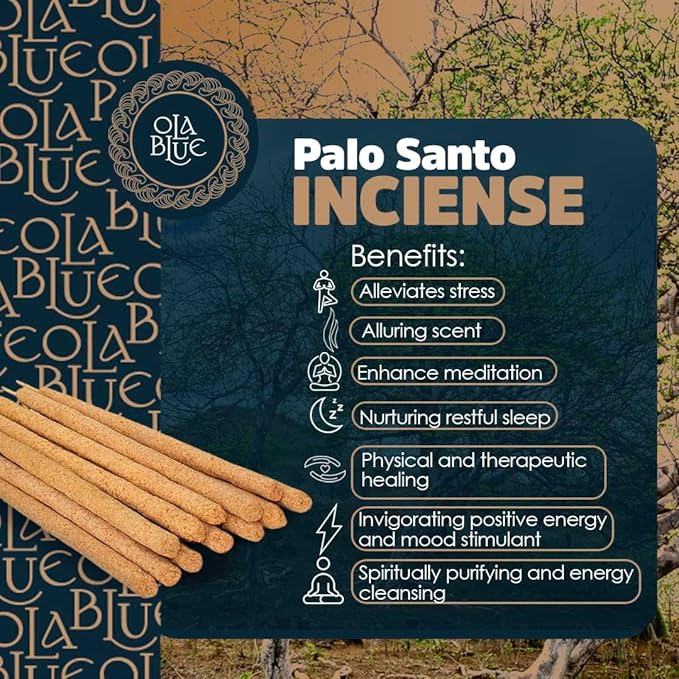 Palo Santo Incense Sticks (12 Pack) and Holder from Peru Premium Authentic - Handmade & Hand Rolled - Cleansing Bad Energy (Incense Sticks)