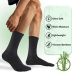 +MD Crew Socks for Men 6 Pairs, Viscose Bamboo Socks, Mens Dress Socks with Soft Cushioned, Smell Control, Black White